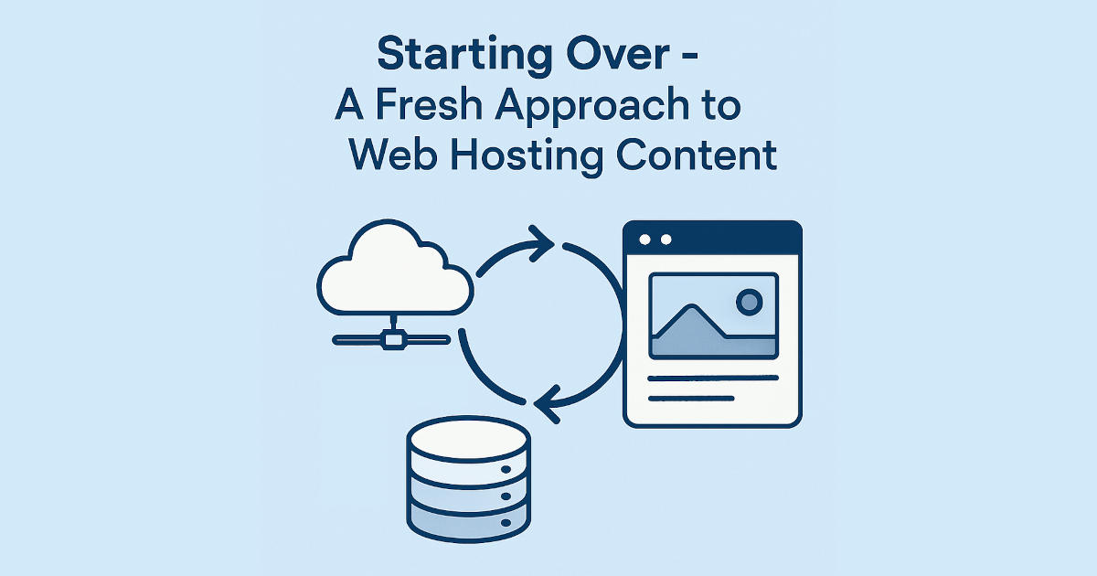 A modern, sleek web hosting concept illustration. A person sits at a minimalist desk with multiple floating screens displaying cloud servers